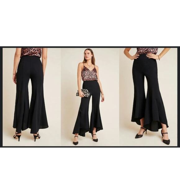 Anthropologie Black Zinnia Tulip Flared Hem Dress Pants Women's Size 6 Boho - Picture 8 of 8
